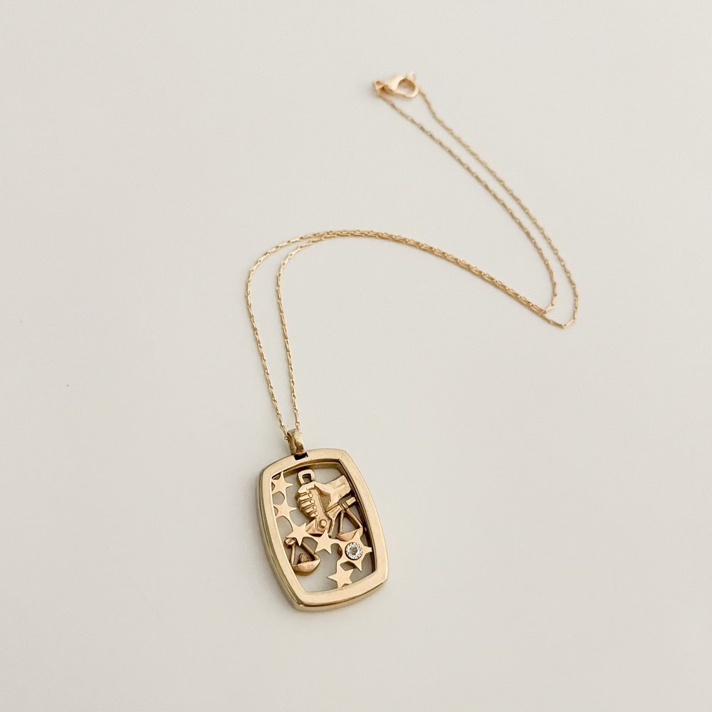 Pierre Cardin Vintage 1979 Libra Cut-Out Zodiac Reworked Necklace